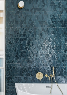 Pared de baño de Zellige de color Azul